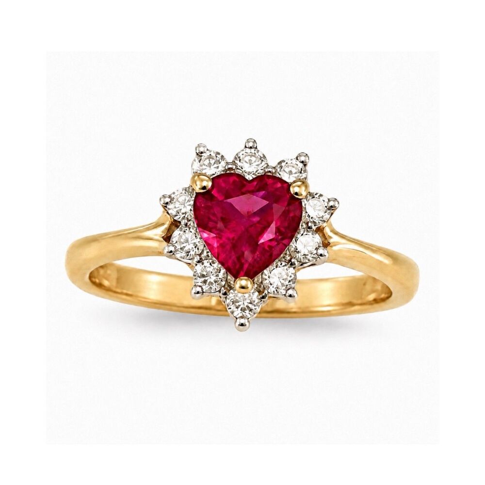 Vintage 1970s Ring Size 9 Heart CZ Cluster 14KT Gold Plated Band - 14V